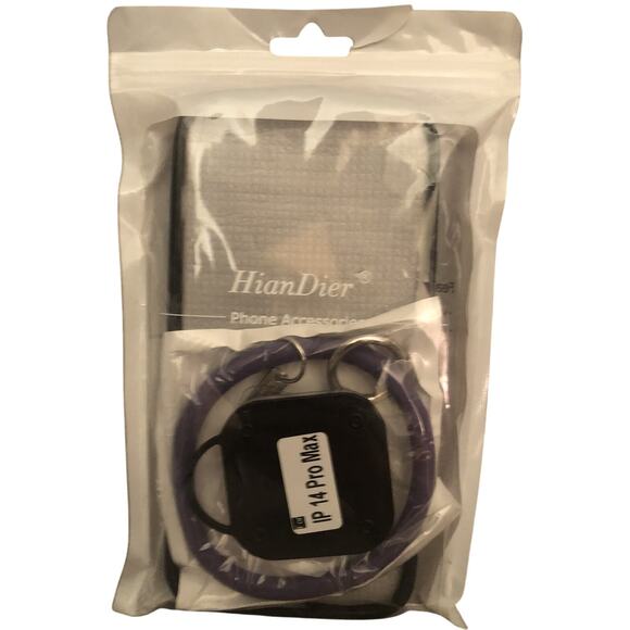 iPhone 14 Pro Max Wallet Case with Bracelet Oil Painting Purple by HianDier - Picture 4 of 5